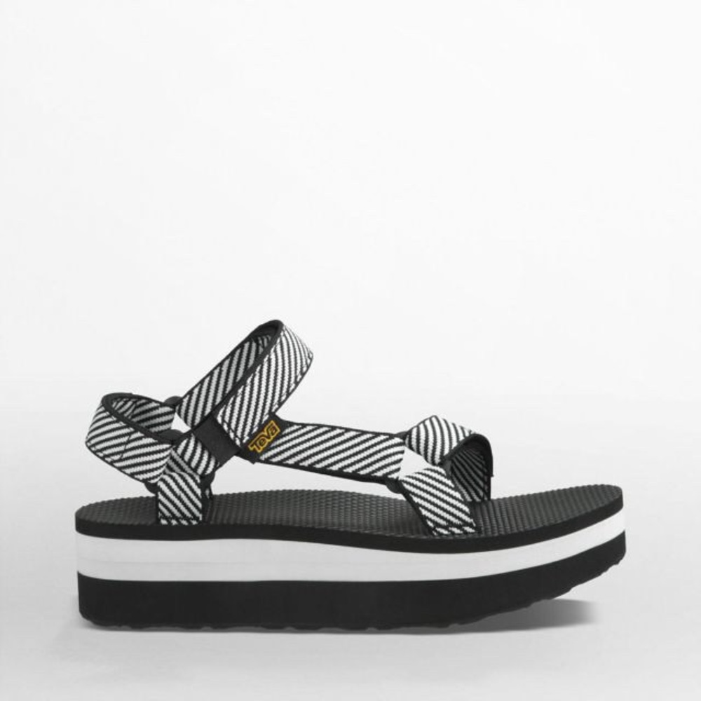 Teva Platform Sandals in Black and White Stripes